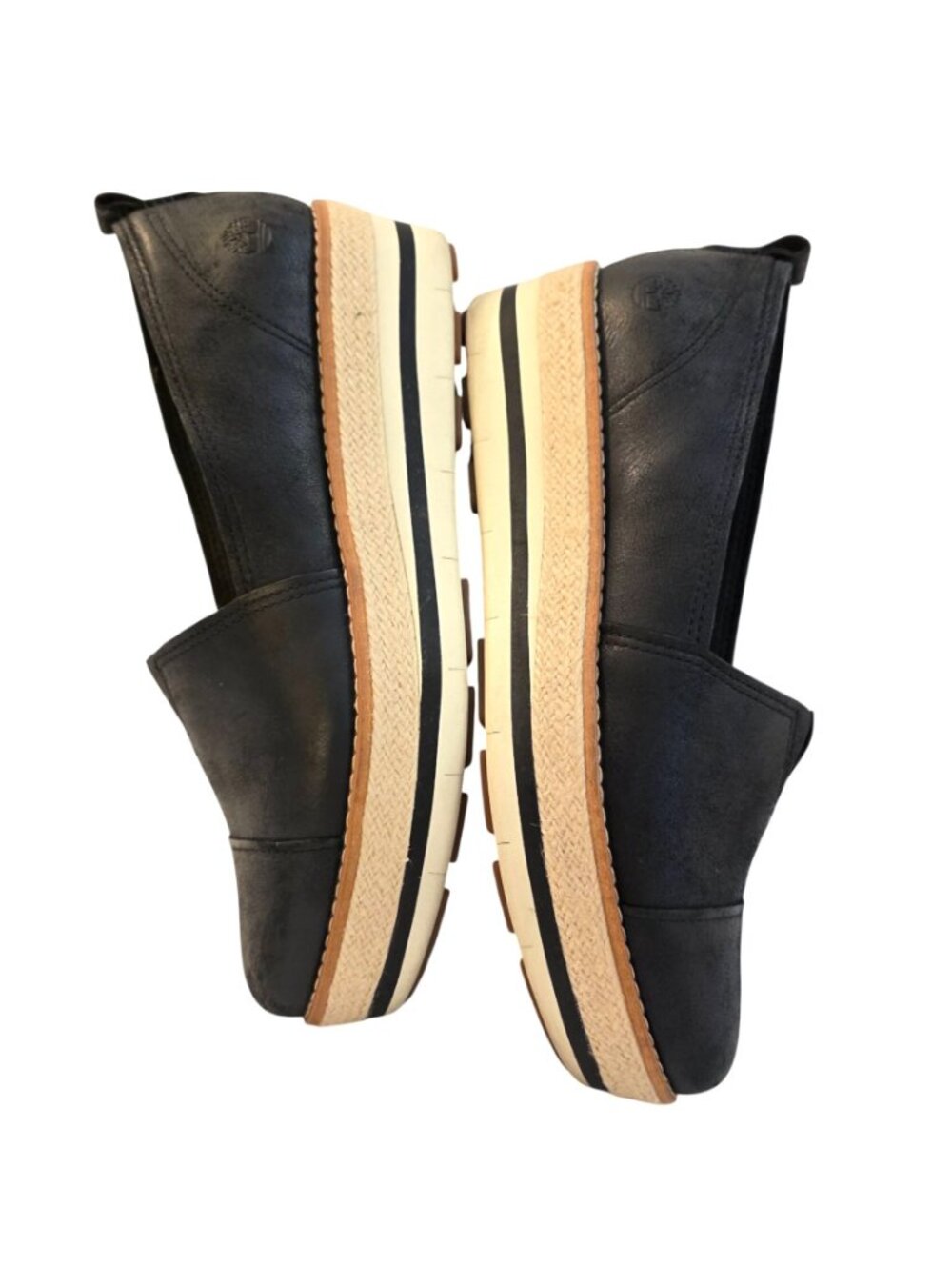 Timberland Emerson Point Black Leather Platform Espadrille Slip On Womens 10 - Picture 10 of 11